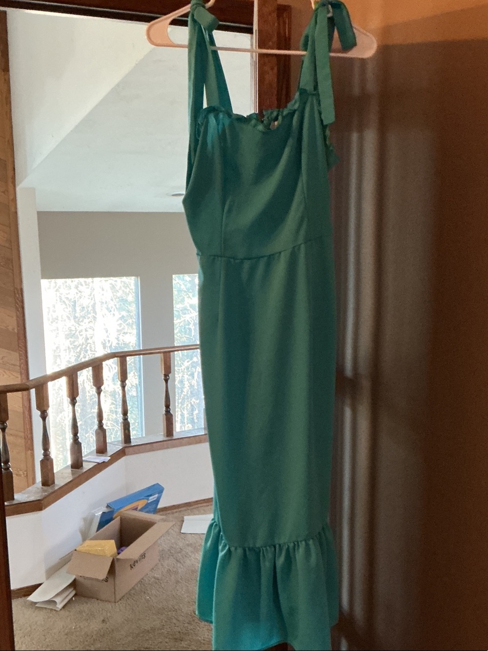Justfab Tie Shoulder Teal Maxi Dress.